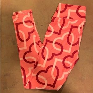 LuLaRoe OS Pink Heart Leggings
